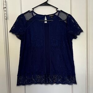 Express Women's Deep Blue Lace Blouse size S
